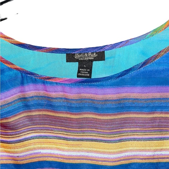 Peck & Peck Weekend Multi-color Stripe Peasant Top Size L - Picture 6 of 6